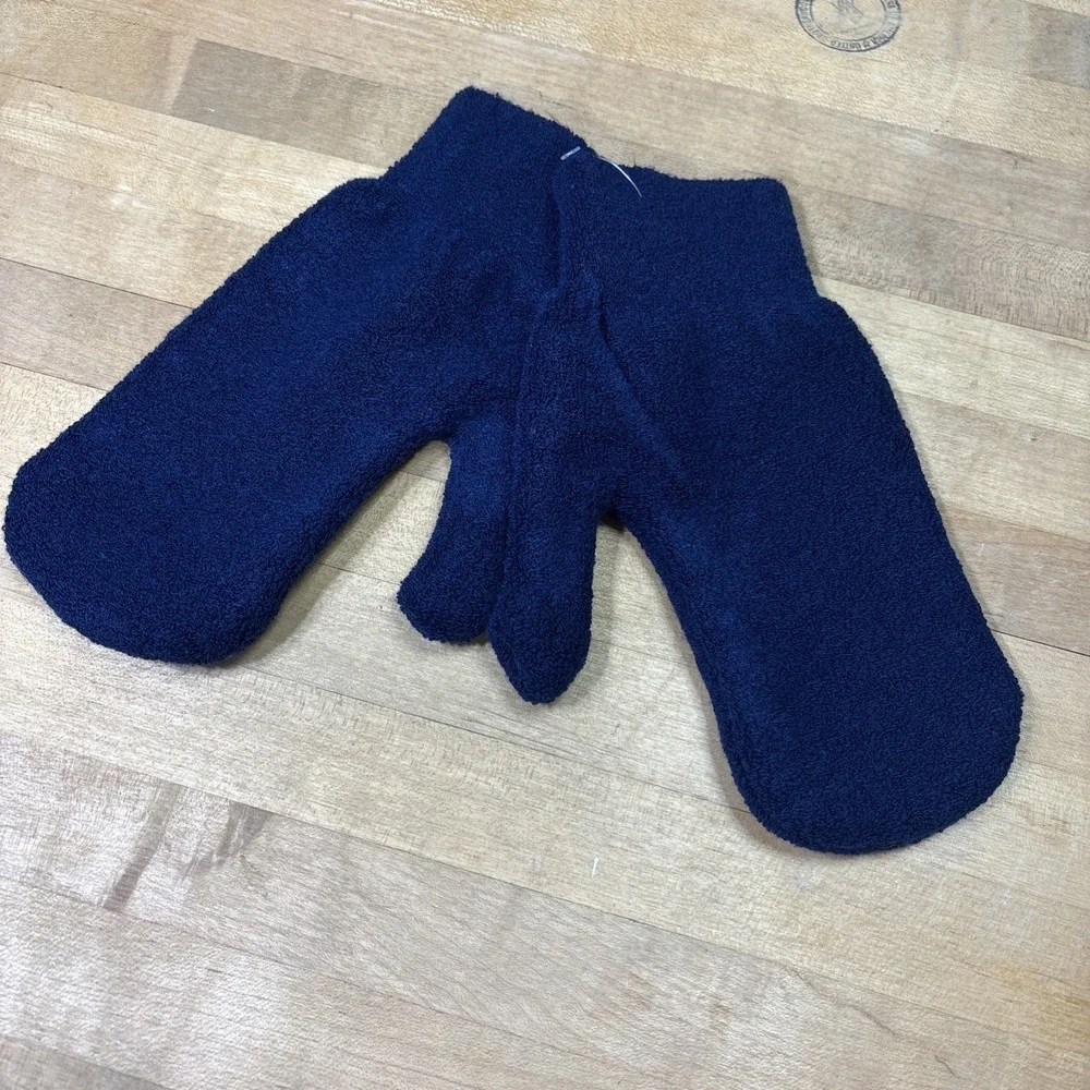 Vintage KU Jayhawks Fleece Mittens Men's One Size Blue Embroidered Winter
